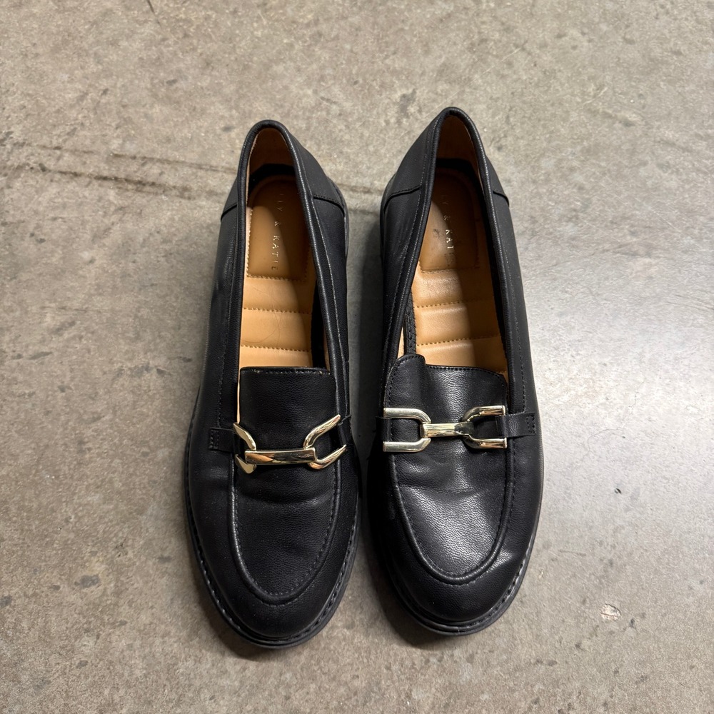 Kelly &‎ Katie Major Black Lug Sole Loafers Gold Womens Size 9M 200621871